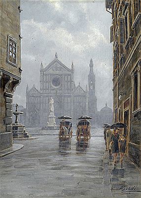 Inverno a Firenze (Piazza Santa Croce da via dell'Anguillara) by Mario Bordi - Auction record, sale price, and art valuation. Compare with similar artists and explore comparable artworks.