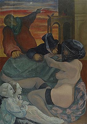 Donna nuda con personaggi
