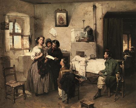 TRE DONNE CHE LEGGONO UNA LETTERA o LA NOTIZIA