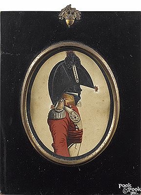 Portrait silhouette of an officer of the British 16th (Bedfordshire) Regiment of Foot