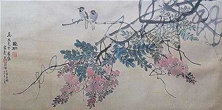 WISTERIA AND TWO BIRDS, 1975