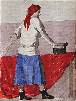 Irons Red Fabric, Study for "New Slogan" , 1994 by Geli Korzhev - Auction record, sale price, and art valuation. Compare with similar artists and explore comparable artworks.