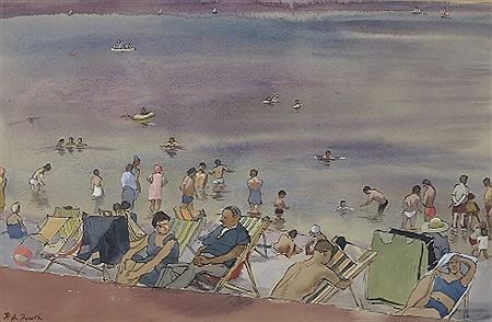 Beach scene by Hubert (Harry) Andrew Freeth - Auction record, sale price, and art valuation. Compare with similar artists and explore comparable artworks.