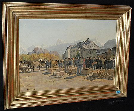 "Viehmarkt in Montey", 1946 by Hans Buhrer - Auction record, sale price, and art valuation. Compare with similar artists and explore comparable artworks.
