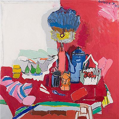 "Rotes Stilleben", 1971 by Carlotta Stocker - Auction record, sale price, and art valuation. Compare with similar artists and explore comparable artworks.