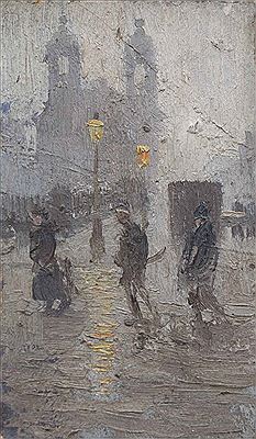 "Presbyterian Church, All Saints, with figures"