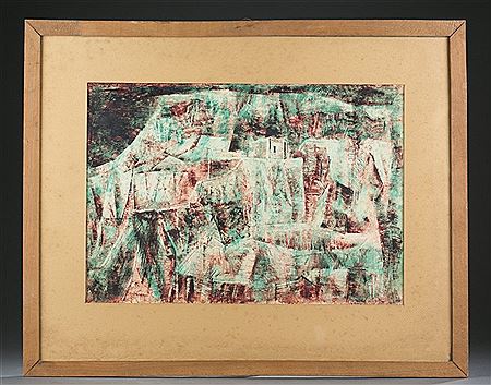Abstract Landscape in reds and greens