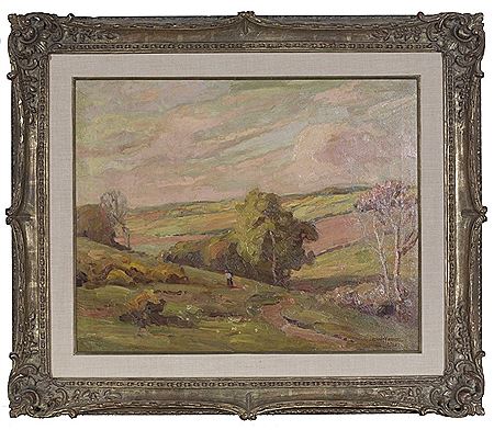 Landscape with a river and a woman carrying a child