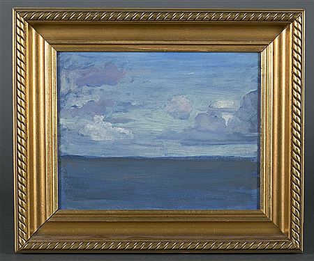 Blue Seascape with clouds and Seascape with Island