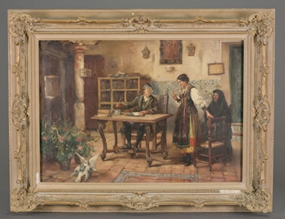 Interior scene of man at desk