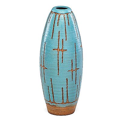 Fine large glazed stoneware vase with wax-resist decoration