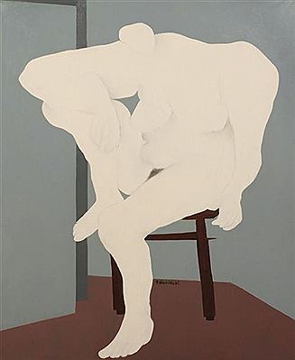Nu blanc assis