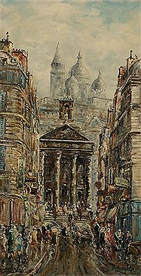 Paris, rue Laffitte sous la pluie
