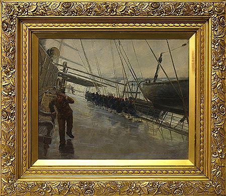 On board ship in stormy seas by William Ayerst Ingram - Auction record, sale price, and art valuation. Compare with similar artists and explore comparable artworks.
