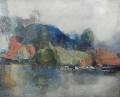 Sample artwork by Fred Leach (1924 or 34 - 2006), known for watercolor landscape painting - View similar artists and auction records