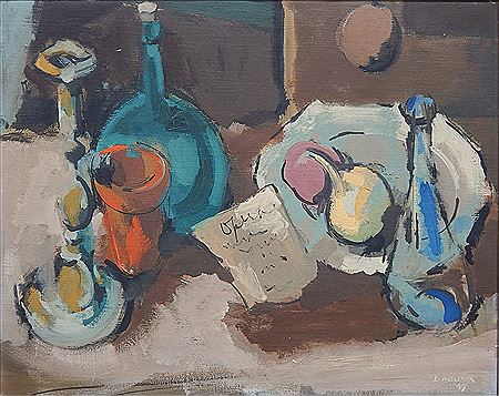 Still-Life Opera Page with Glass Decanter