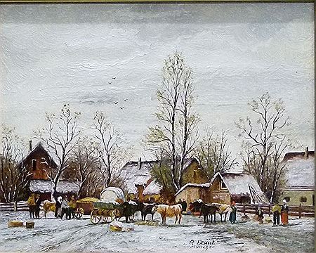 Winterlicher Viehmarkt im Dorf