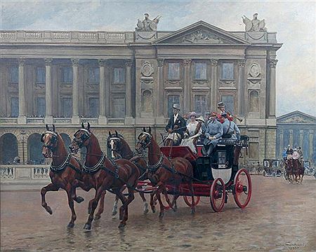 Sample artwork by Andre Marchand (1877 - 1951), known for equestrianism, thoroughbreds, races, polo matches, carriages - View similar artists and auction records