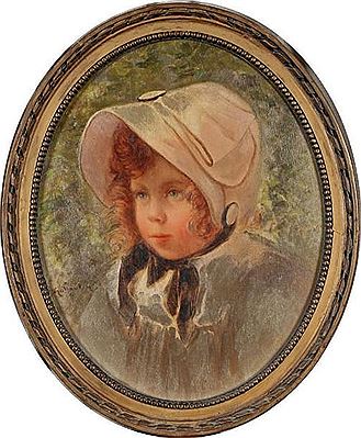 Portrait d'une fillette au chapeau