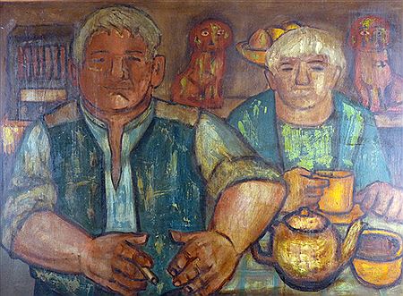 Husband and wife at a kitchen table