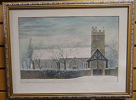 Caerwent Church near Chepstow - an original painting of winter