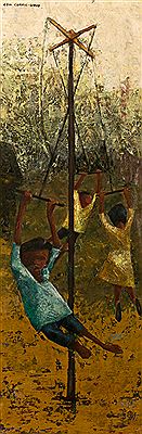 Three Children Swinging