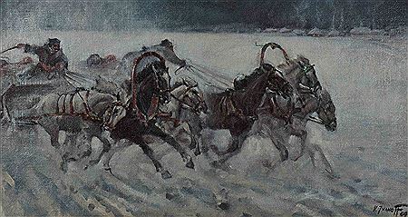 Horse Pulling Sleigh in the Snow
