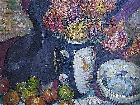 "STILL LIFE - FLOWERS IN A CHINESE VASE"
