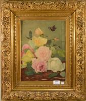 Bouquet de roses au papillon