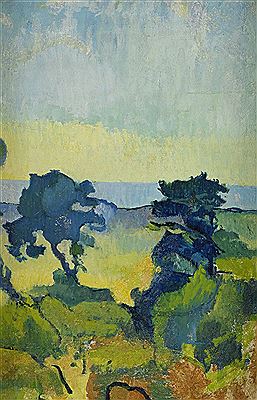 Kustlandskap med två träd, Gotland