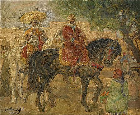 Ryttare i orientaliskt landskap