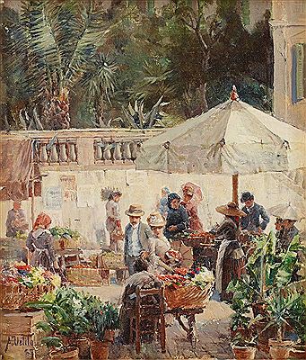 Blomstertorget i Nizza by Aukusti Uotila - Auction record, sale price, and art valuation. Compare with similar artists and explore comparable artworks.