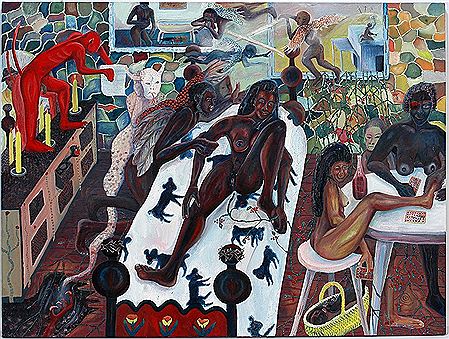 Sample artwork by Roger Rice (Born 1958), known for naive religious activity - View similar artists and auction records