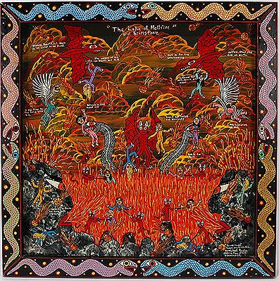 The Lake Of Hellfire & Brimstone by Michael Finster - Auction record, sale price, and art valuation. Compare with similar artists and explore comparable artworks.