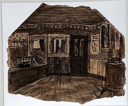 Two Views Of Post Office Interiors.Double-sided.