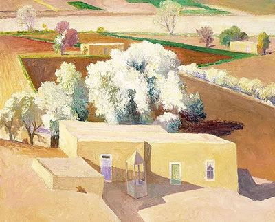 Adobe House & Well in Spring