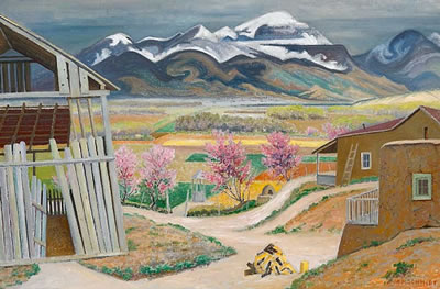 Barn and Mountainscape, Spring