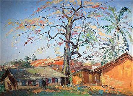 Village rouge en Afrique