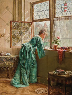 Woman in a Window by Joseph Gies - Auction record, sale price, and art valuation. Compare with similar artists and explore comparable artworks.