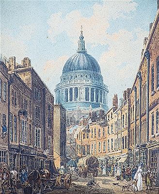 St Pauls Cathedral from St Martin-le-Grand by Thomas Girtin - Auction record, sale price, and art valuation. Compare with similar artists and explore comparable artworks.