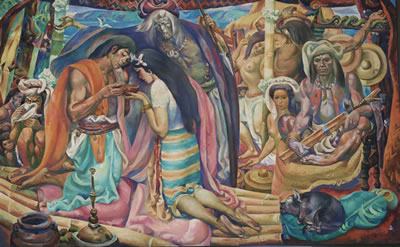 Sample artwork by Carlos Modesto Villaluz Francisco (1912 - 1969), known for murals, religious theme, voluptuous figure and genre painting - View similar artists and auction records