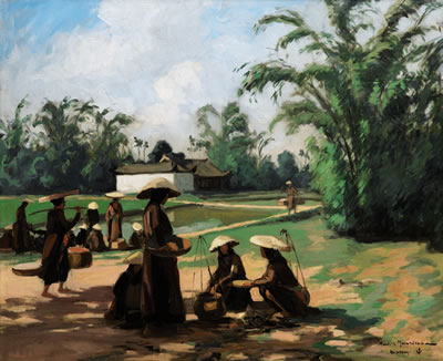 PETIT MARCHÉ PRÈS D’HAIPHONG (A SMALL MARKET NEAR HAI PHONG) by Maurice Menardeau - Auction record, sale price, and art valuation. Compare with similar artists and explore comparable artworks.