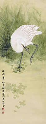 EGRET BY COVE IN SPRING