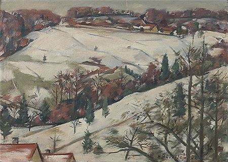 "Landschaft im Winter", wohl bei Esslingen a.N.