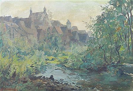 "Besigheim", Blick über die Enz auf die am Berg ansteigende Stadt by Roland Niederbuhl - Auction record, sale price, and art valuation. Compare with similar artists and explore comparable artworks.