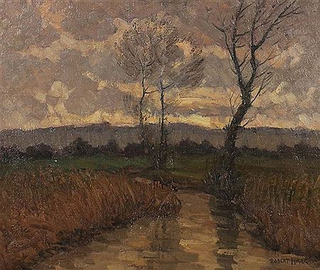 "Landschaft mit dem Feuerbach bei Stuttgart", in Spätherbststimmung