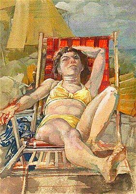 Woman in deck chair