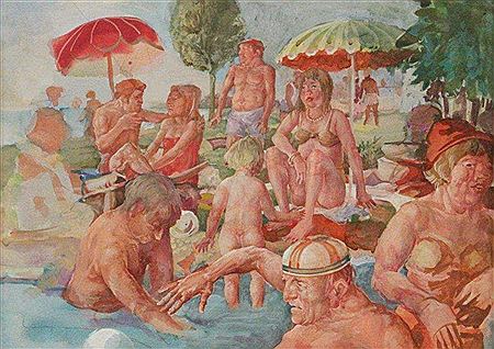 In the bathing beach