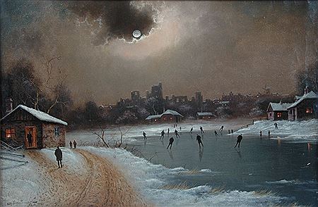 "Rosen Canal Scene with Skaters"