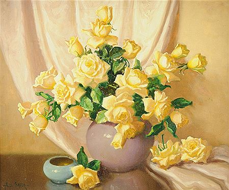 Flora Still Life in Blue Vase